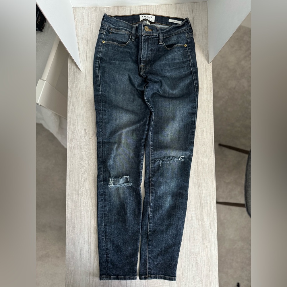 Frame Le High Skinny Jean Distressed Size 26 Womens